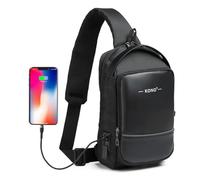 Kono EG2403 BK, Sac en écharpe Homme, Noir, Medium