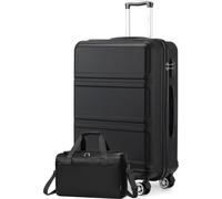 KONO Grande valise Set 2pcs. 74cm Trolley avec sac de voyage Ryanair Noir Set de bagages