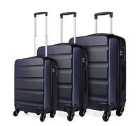 Kono - Lot de 3 valises de voyage rigide et légère avec 4 roues pivotantes et serrure à combinaison à cadran, bleu marine, 3 Pcs Set