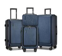 Kono Lot de 4 valises à Coque Rigide en ABS + PC - Légères - avec Serrure TSA, Bagage à Main Tendance avec 4 Roues pivotantes - 30,5 cm, 50,8 cm, 61 cm, 71,1 cm (Bleu Marine), Bleu Marine, Lot de 4,