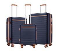 Kono Lot Valise Set de Valise 3 Pièces 55/66.5/76.5cm Valise Rigide ABS+PC Léger Durable Suitcase avec Serrure TSA, Roues Silencieuses 360°, Marine