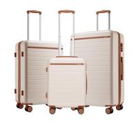 Kono Lot Valise Set de Valise 3 Pièces 55/66.5/76.5cm Valise Rigide ABS+PC Léger Durable Suitcase avec Serrure TSA, Roues Silencieuses 360°, Crème