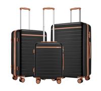 Kono Lot Valise Set de Valise 3 Pièces 55/66.5/76.5cm Valise Rigide ABS+PC Léger Durable Suitcase avec Serrure TSA, Roues Silencieuses 360°, Noir