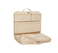 Kono Organisateur Valise 6-en-1 Suspendu avec Étiquette, Armoire Pliante, Cubes Imperméables pour Vêtements, Chaussures, Cosmétiques, Léger (Beige)