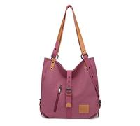 Kono Sac à bandoulière Dos, Multi Fonctionnel Polyvalent Sacs à Main en Toile pour Les Filles Femmes, Crossboby Sacs fourre-Tout, Sac à Dos Durable de Grande capacité Voyage pour Ordinateur (Fuchsia)