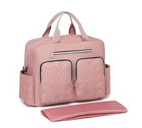 Kono Sac à Dos à Langer Bébé Grande Capacité, Imperméable, 18 Poches avec Poche Isotherme et Matelas à Langer, Sac de Maternité Voyage et Hôpital pour Maman et Papa (Grand Rose)
