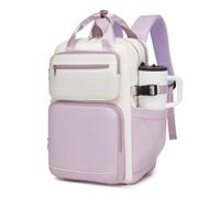 Kono Sac à Dos Femme 15,6 Pouces, Sac a Dos Ordinateur Imperméable Grande Capacité avec Poche Bouteille, pour Travail, Études, Voyage d’Affaires (Beige/Violet)