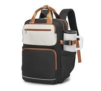 Kono Sac à Dos Femme 15,6 Pouces, Sac a Dos Ordinateur Imperméable Grande Capacité avec Poche Bouteille, pour Travail, Études, Voyage d’Affaires (Noir/Beige)