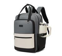 Kono Sac à Dos pour Ordinateur Portable 15,6 Pouces pour Femme, Grande Capacité, Imperméable avec Poche à Bouteille, Idéal pour Voyage, Bureau, Études, Affaires(Gris/Beige)