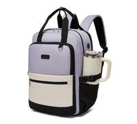 Kono Sac à Dos pour Ordinateur Portable 15,6 Pouces pour Femme, Grande Capacité, Imperméable avec Poche à Bouteille, Idéal pour Voyage, Bureau, Études, Affaires(Violet/Beige)