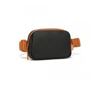 Kono Sac Banane Fashion Ceinture 19x4x12cm Sac Bandoulière Sac de Poitrine de Voyage avec Sangle Ajustable et Extensible (Noir/Brun)