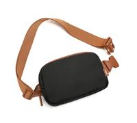 Kono Sac Banane Tendance - Sac Banane - Sac Banane imperméable - Petit Sac de Poitrine de Voyage léger avec Sangle réglable et étendue, Noir/Marron, Taille Unique, Tendance