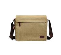 Kono Sac Bandoulière en Toile pour Homme, Vintage Sac Messenger Ordinateur Portable, Besace Homme Sacs d'épaule Sacoche Messager pour L'école Voyages Pêche Camping Travail Loisirs,13 inchs (Kaki)