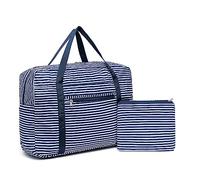 Kono Sac de Voyage Pliable Sac Cabine, 45 x 32 x 14 cm Sac Bagage Cabine Sac Avion Valise Sac sous Le siège Valise Sac Weekend Homme et Femme (Bande Marine)