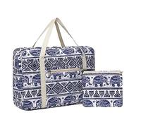 Kono Sac de Voyage Pliable Sac Cabine, 45 x 32 x 14 cm Sac Bagage Cabine Sac Avion Valise Sac sous Le siège Valise Sac Weekend Homme et Femme (Éléphant)