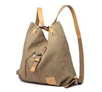 Kono sacs à main bandoulière dos fourre-tout, multi fonctionnel polyvalent en toile pour les filles femmes, Crossboby, durable de grande capacité Voyage pour ordinateur (kaki)