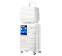 Kono Set 2 Valises Voyage Cabine Rigides 55cm Vanity Case TSA Blanc | Légères et Durables, Roues Silencieuses 360° avec Déplacement Fluide, Format Pratique, Voyages Pro et Loisirs