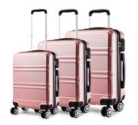 Kono Set 3 Valises Voyage Rigide léger Ensemble de Bagages Trois pc 4 Roues Trolley 360 degrés Bagage Cabine (Nue)