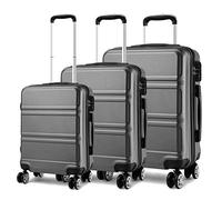 Kono Set 3 Valises Voyage Rigide léger Ensemble de Bagages Trois pc 4 Roues Trolley 360 degrés Bagage Cabine (Gris)