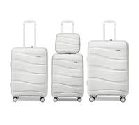 Kono Set 4 Valises Rigides Voyage 56/65/75cm avec Vanity Case TSA Blanc | Polypropylène, Bagage Cabine, Tailles Moyenne et Grande, Roues Silencieuses 360°, Vanity Case Pratique, Voyages Famille