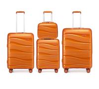 Kono Set 4 Valises Rigides Voyage 56/65/75cm avec Vanity Case TSA Orange | Polypropylène, Bagage Cabine, Tailles Moyenne et Grande, Roues Silencieuses 360°, Vanity Case Pratique, Voyages Famille