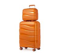 Kono Set de 2 Valise Cabine Rigide Valises de Voyage 56cm à 4 roulettes + Serrure TSA & Portable Vanity Case, Orange