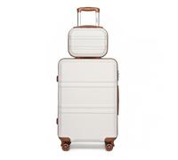 Kono Set de 2 Valise de Voyage 51.5x38x21cm Valise Rigide ABS Bagage Cabine+Valise Vanity Case à 4 roulettes et Serrure TSA, Crème