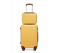 Kono Set de 2 Valise Rigide Cabine Luggage Set,57cm Hardshell Suitcase avec 360° Spinner Wheels et TSA Lock,Lightweight Vanity Case for Business Travel,Weekend Getaway（Jaune）