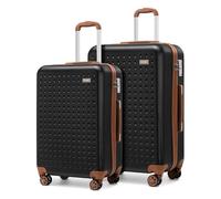 Kono Set de 2 Valise Soute 67cm/76cm ABS Rigide,Valise de Voyage avec 4 roulettes 360° et Serrure TSA - Idéal Voyage d'affaires Vacances Familiales（Noir）