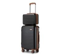 Kono Set de 2 Valises ABS+PC Léger et Résistant, Valise Cabine Rigide 55cm 4 roulettes Silencieuses 360° et Vanity Case 31cm avec Serrures TSA, Noir
