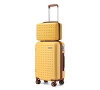 Kono Set de 2 Valises ABS+PC Léger et Résistant, Valise Cabine Rigide 55cm 4 roulettes Silencieuses 360° et Vanity Case 31cm avec Serrures TSA, Jaune