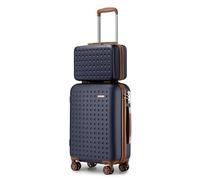 Kono Set de 2 Valises ABS+PC Léger et Résistant, Valise Cabine Rigide 55cm 4 roulettes Silencieuses 360° et Vanity Case 31cm avec Serrures TSA, Marine