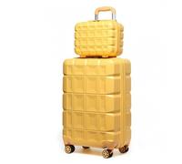 Kono Set de 2 Valises de Voyage 54x34x22cm Bagages a Cabine Trolley a roulettes avec Serrure TSA et Portable Vanity Case, Jaune