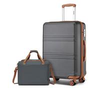 Kono Set de 2 Valises de Voyage 75x48x30 cm + Sac Ryanair 40x30x22 cm | Coque Rigide ABS+PC | 4 Roulettes 360° | Serrure TSA | Gris