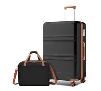 Kono Set de 2 Valises de Voyage 75x48x30 cm + Sac Ryanair 40x30x22 cm | Coque Rigide ABS+PC | 4 Roulettes 360° | Serrure TSA | Noir