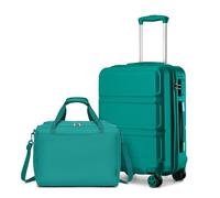 Kono Set de 2 Valises de Voyage Rigide Bagage Cabine 55cm à 4 roulettes avec Serrure TSA + Sac de Voyage Ryanair 40x20x25cm, Turquoise