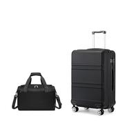 Kono Set de 2 Valises de Voyage Rigide Bagage Cabine 55cm à 4 roulettes avec Serrure TSA + Sac de Voyage Ryanair 40x20x25cm, Noir