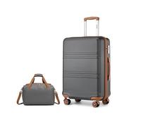 Kono Set de 2 Valises de Voyage Rigide Valise Grande 74cm à 4 roulettes avec Serrure TSA + Sac de Voyage Ryanair 40x20x25cm, Gris/Marron