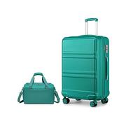 Kono Set de 2 Valises de Voyage Rigide Valise Grande 74cm à 4 roulettes avec Serrure TSA + Sac de Voyage Ryanair 40x20x25cm, Turquoise