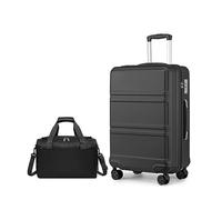 Kono Set de 2 Valises de Voyage Rigide Valise Moyenne 65cm à 4 roulettes avec Serrure TSA + Sac de Voyage Ryanair 40x20x25cm, Noir