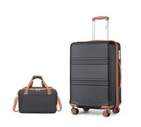 Kono Set de 2 Valises de Voyage Rigide Valise Moyenne 65cm à 4 roulettes avec Serrure TSA + Sac de Voyage Ryanair 40x20x25cm, Noir/Marron