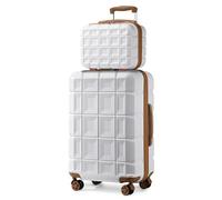 Kono Set de 2 Valises Moyenne Taille 62cm Rigide Valise de Voyage à roulettes avec Serrure TSA et Portable Vanity Case, Blanc