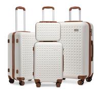 Kono Set de 3 Bagages Soute 31/57/67/76cm ABS Rigide - Cabine, Moyenne et Grande Taille avec 4 roulettes 360° et Serrure TSA (Crème)