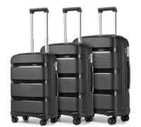 Kono Set de 3 Pièces Valise de Voyage Rigide Valise Soute Avion en Polypropylène Légere Ensembles de Bagages 55/65/76cm à 4 roulettes avec Serrure TSA, Noir