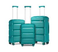 Kono Set de 3 Valise Cabine (55/65/76cm) Valise de Voyage Rigide Bagages Cabine Polypropylène à 4 roulettes avec Serrure TSA, Bleu
