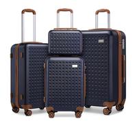Kono Set de 3 Valise Soute 31/57/67/76cm ABS Rigide, Valise Vanity Case| Valise Cabine| Valise Moyenne| Grande Valise avec 4 roulettes 360° et Serrure TSA（Marine）