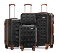 Kono Set de 3 Valise Soute 31/57/67/76cm ABS Rigide, Vanity Case| Cabine| Valise Moyenne| Grande avec 4 roulettes 360° et Serrure TSA（Noir）