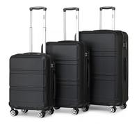 Kono Set de 3 Valises à la Mode en ABS, Valise 55+65+74cm avec Mallette de Transport Rigide, avec 4 roulettes et Serrure TSA, Noir