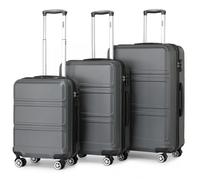 Kono Set de 3 Valises à la Mode en ABS, Valise 55+65+74cm avec Mallette de Transport Rigide, avec 4 roulettes et Serrure TSA, Gris
