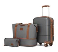 Kono Set de 3 Valises de Voyage 54x37.5x22cm & Portable Vanity Case et Pliable Sac de Voyage avec Trousse de Maquillage, Gris